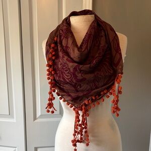 Elegant Michael Stars Brown and Orange Scarf 36" square